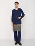 BAJU MELAYU PESAK MEGAT R/FIT (NAVY BLUE)
